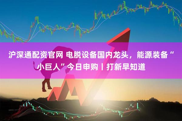 沪深通配资官网 电脱设备国内龙头，能源装备“小巨人”今日申购丨打新早知道