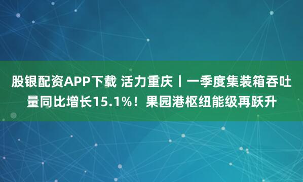 股银配资APP下载 活力重庆丨一季度集装箱吞吐量同比增长15.1%！果园港枢纽能级再跃升