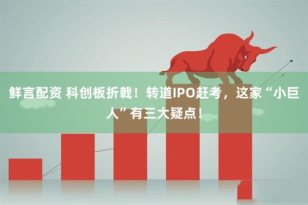鲜言配资 科创板折戟！转道IPO赶考，这家“小巨人”有三大疑点！